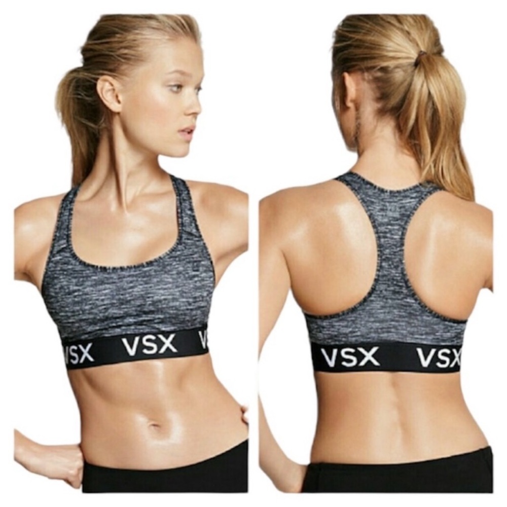 Victoria Secret exercise gym sport black grey athletic workout bra top small